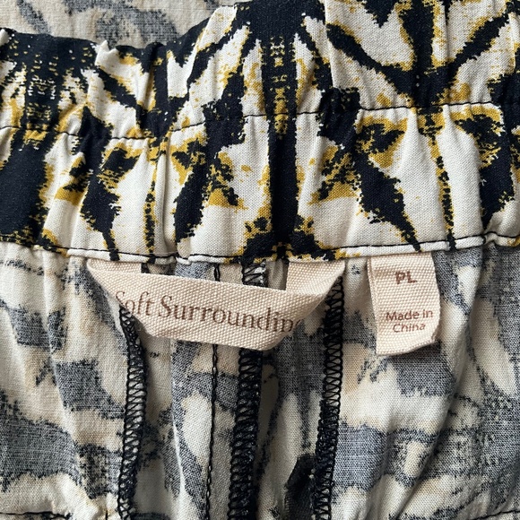 Soft Surroundings Canna Wide Leg Loungewear Pullon Pants Black Cream Batik LP - Picture 8 of 9